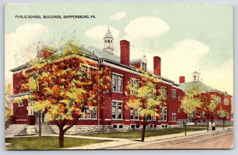 Public School Building Shippensburg Pennsylvania PA Roadway View Postcard