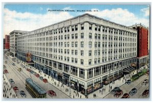 c1940's Plankinton Arcade Building Classic Cars Milwaukee Wisconsin WI Postcard