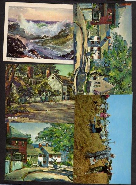 ME Lot 5 Roger Deering Kennebunkport Maine Postcards Artisit Paintings