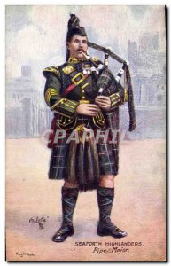 Postcard Old Army Seaforth Highlanders Pipe Major