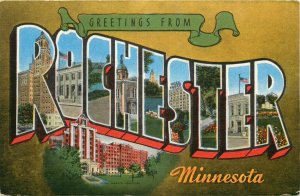 Greetings From Rochester Minnesota Vintage Large Letters Postcard