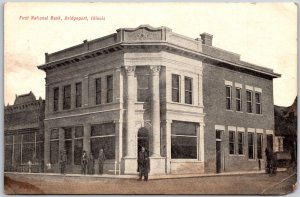 Bridgeport Illinois, 1911 First National Bank, Corner Building, Vintage Postcard