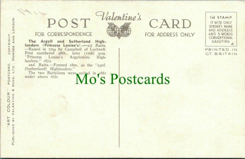 Military Postcard-The Argyll & Sutherland Highlanders,Relieving Sentries RS27680