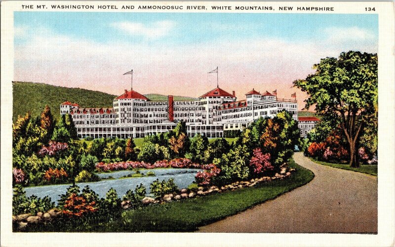 Mt Washington Hotel Ammonoosuc River White Mountains New Hampshire Postcard Vtg 