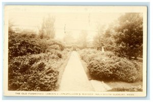 1939 Old Garden Longfellow's Wayside Inn South Sudbury MA RPPC Photo Postcard