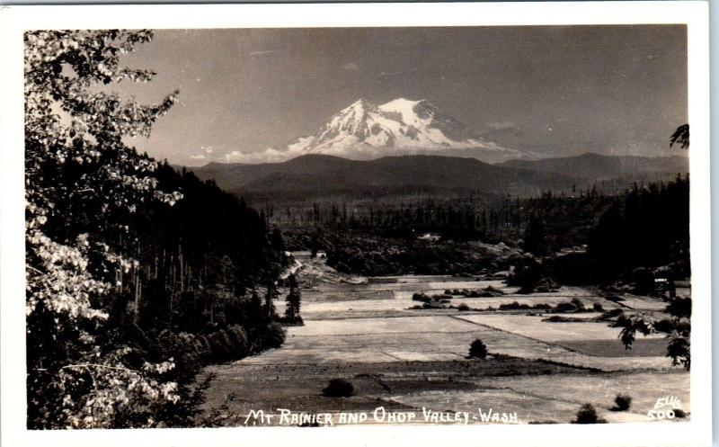 RPPC OHOP VALLEY, WA Washington View MT & OHOP VALLEY c1940s Ellis #500 Postcard