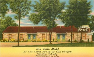 Ara Vista Motel roadside Columbus Nebraska Park Press 1940s Postcard 20-7699
