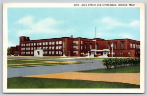 Billings Montana~High School & Gymnasium Bldg Exterior~PM 1946~Vintage Postcard