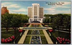 Vtg Birmingham Alabama AL Birmingham City Hall 1950s Linen View Postcard