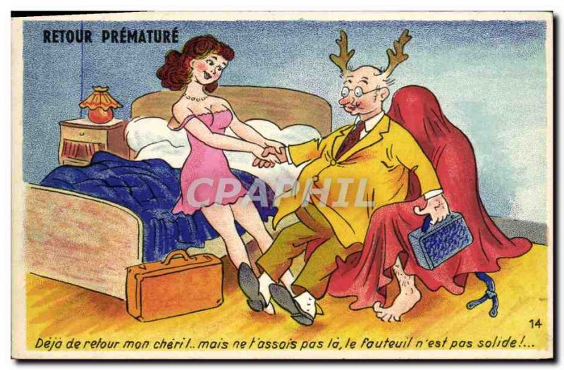 Old Postcard Fantasy Humor Back premature