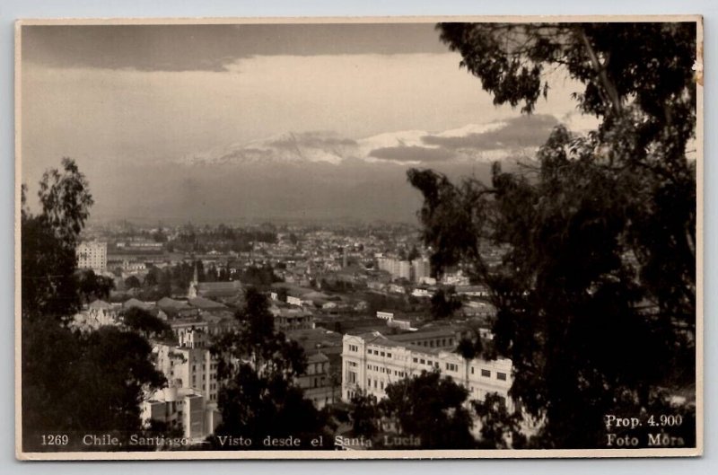 Santiago Chile Seen From Santa Lucia RPPC Postcard C34