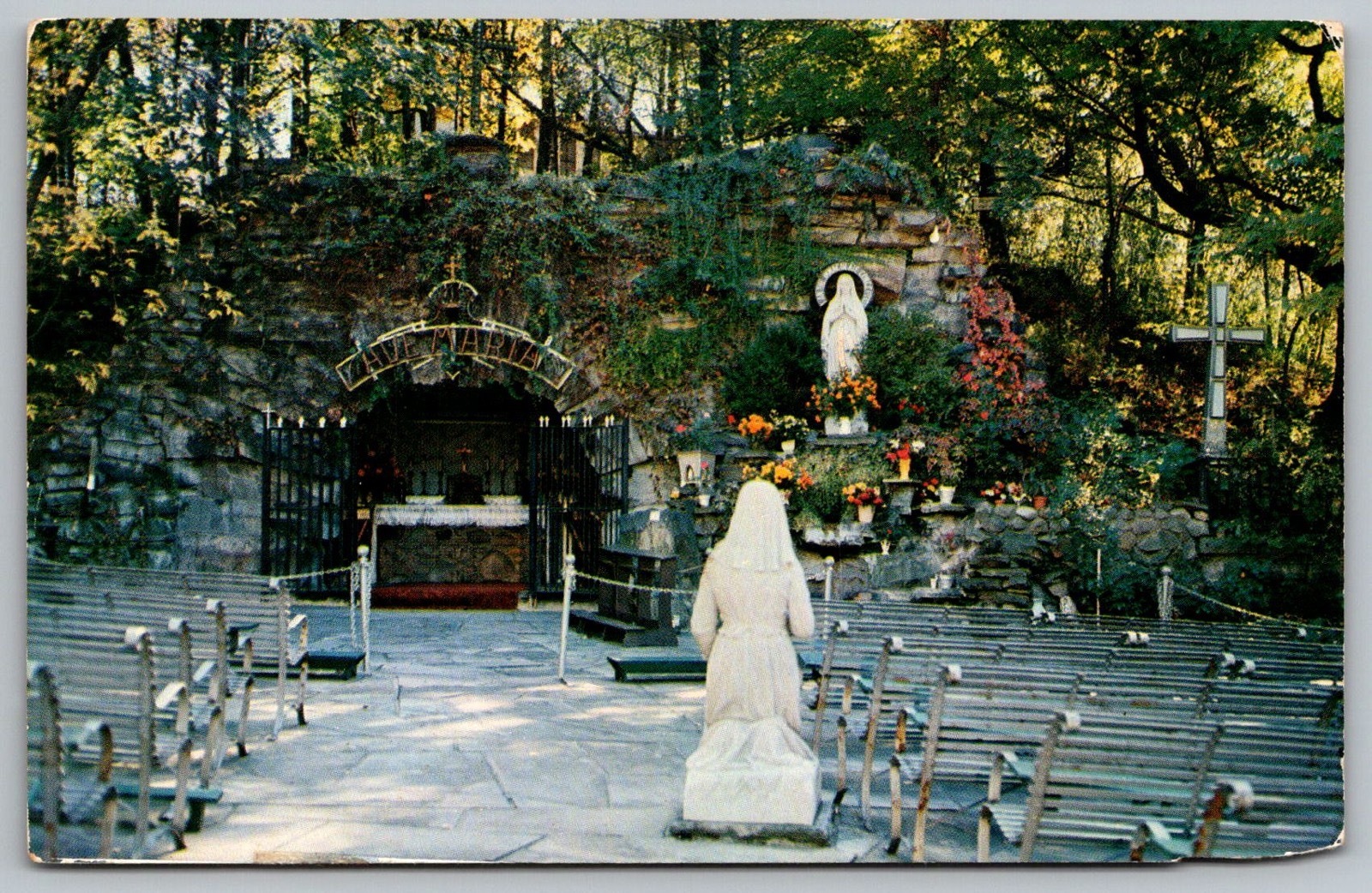 View Grotto Blessed Virgin St Bernadette Lady Lourdes Shrine Postcard ...