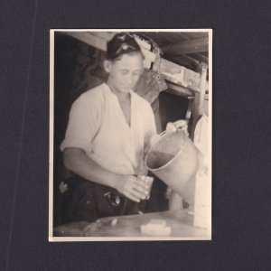 Original photo, WWII, German soldier pouring water, Wehrmacht, Uniform