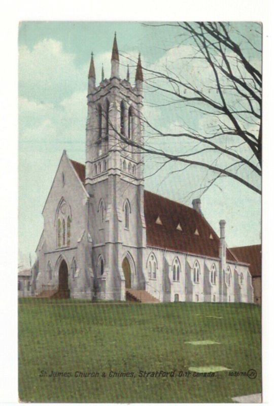 St James Church, Stratford, Ontario, Antique 1910 Postcard, Valentine & Sons