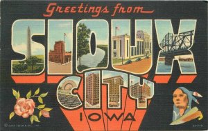 Large Letters multi View 1947 Sioux City Iowa Postcard Teich 7081