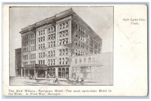 The New Wilson European Hotel Salt Lake City UT Balloon Route Excursion Postcard 