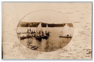 c1910's Sailboats North Sutton New Hampshire NH RPPC Photo Antique Postcard