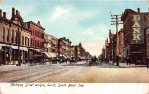 Postcard Michigan Street Looking South in South Bend, Indiana~124379