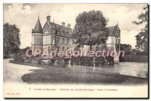 Postcard Old Lorrez Bocage the castle of Count de Segur Court of Honor bridge