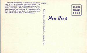 LAFAYETTE, LA Louisiana  PLANTATION  COURT   c1940s Roadside Linen  Postcard