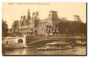 Old Postcard Paris's city hall and the bridge of Arcola