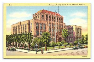 Postcard Maricopa County Court House Phoenix Arizona Antique Automobiles