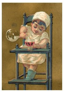 1880's Lot of 5 Lovely Kids In High Chair Dominoes Victorian Trade Cards P107