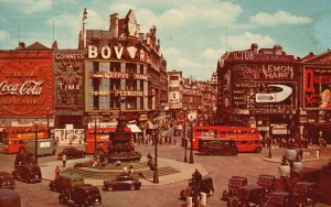 Vintage Postcard 1960 Piccadilly Circus London Coca-Cola Guinness Time Lemon Har