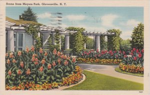 Flowers in Meyers Park - Gloversville NY, New York - pm 1948 - Linen