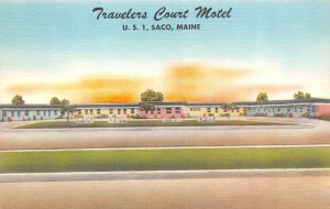 SACO, Maine ME ~ TRAVELERS COURT MOTEL~Roland LaBelle  ROADSIDE ca1950s Postcard