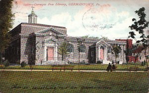 Postcard Carnegie Free Library Germantown PA 1908