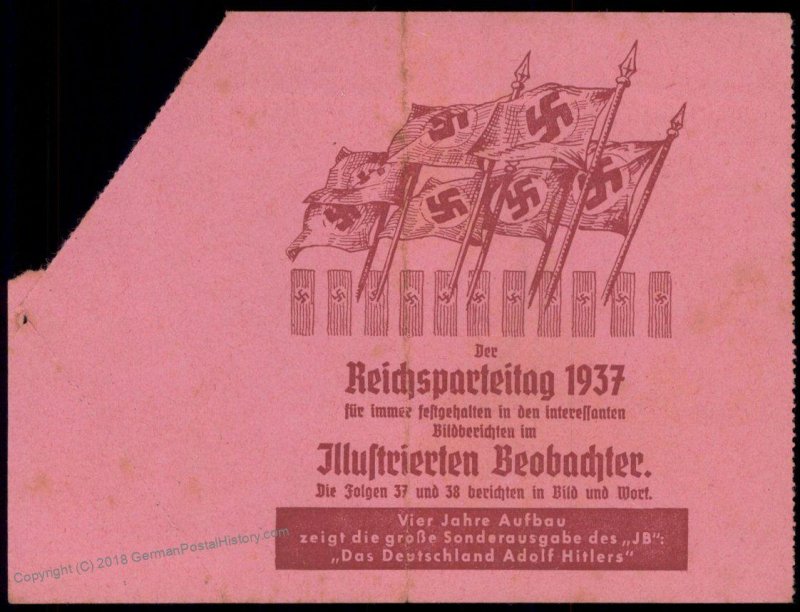 3rd Reich Germany 1937 Reichsparteitag Anti-Communist Show Fireworks Ticke 94799