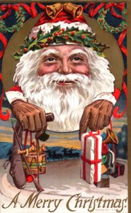 Santa Claus Toys Rifle Christmas Postcard