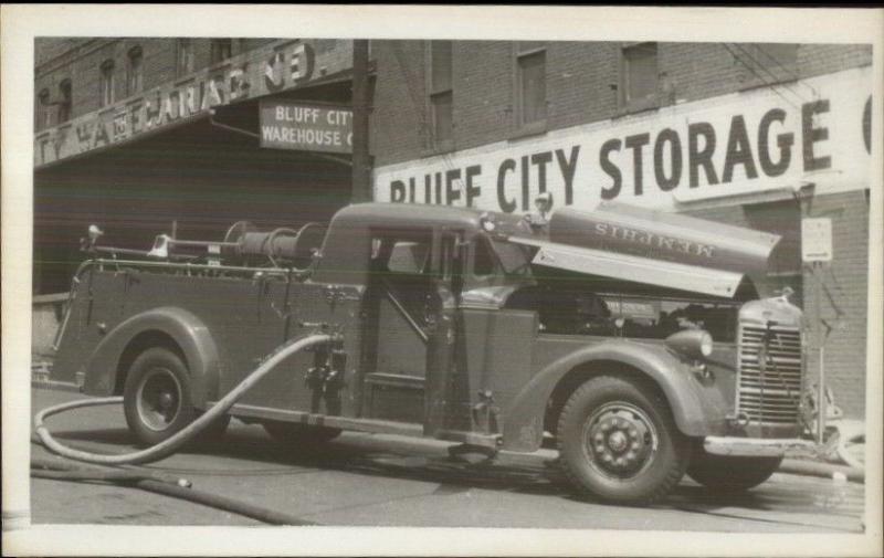 Memphis TN Fire Engine Bluff City Warehouse c1950 Real Photo Postcard