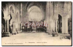 Old Postcard Interior of Champeaux & # 39Eglise