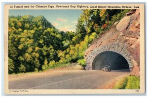 1940 Tunnel Chimney Tops Newfound Gap Highway Great Smokey Mountains TN Postcard