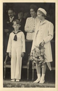 Princess Joséphine-Charlotte and Prince Baudouin of Belgium (1940) RPPC Postcard