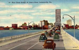 Florida Jacksonville Main Street Bridge Over St John's River 1950 Curteich