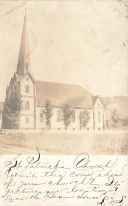 Jamestown NY St. Patrick's Church in 1909, Real Photo Postcard