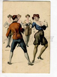 262055 FENCING Lady & Gentleman by W. BRAUN Vintage PC 