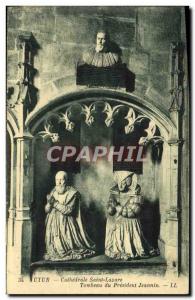 Old Postcard Autun Cathedrale Saint Lazarus Tomb Du President Jeannin