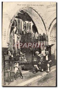 Tunisia Tunis Old Postcard Arabic Bazaar in the souk of fabrics