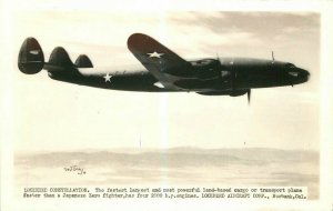 Aircraft Military 1940s Lockheed Constellation Gray RPPC Photo Postcard 21-68