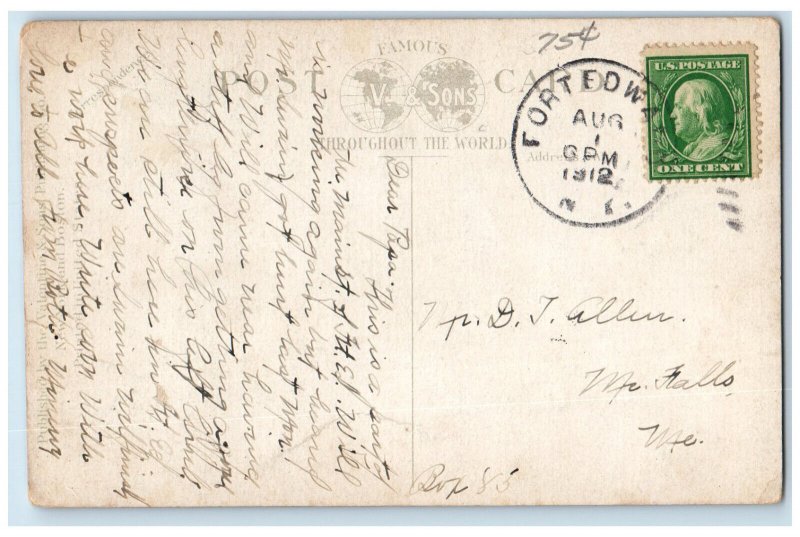 1912 Broadway North From Post Office Fort Edward New York NY Antique Postcard United States