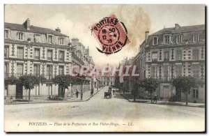 Old Postcard Poitiers Palace Prefecture and Rue Victor Hugo