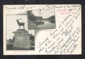 LOGANSPORT INDIANA WABASH RIVER ELKS MONUMENT 1905 VINTAGE MULTI VIEW POSTCARD