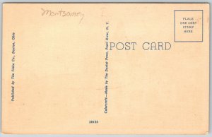 Dayton Ohio 1950s Postcard Front View public Library Statue