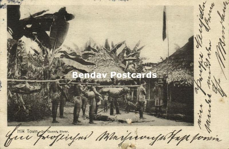 liberia, Hill Town, Du Queah River, Native Hunters returning to Village (1905)