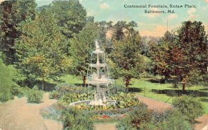 BALTIMORE MD~CENTENNIAL FOUNTAIN-EUTAW PLACE~1912 OTTENHEIMER POSTCARD