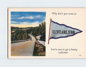 Postcard Greeting Card with Quote and Flag Art Print, Cleveland, Tennessee